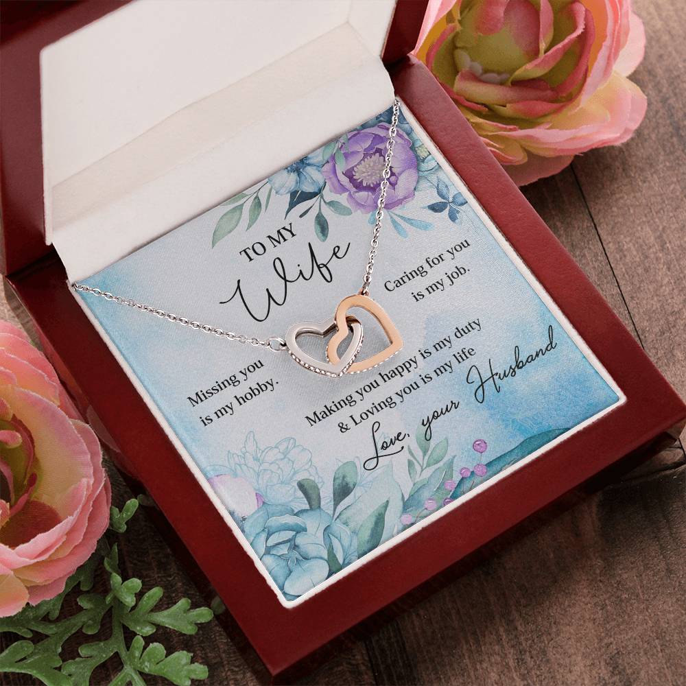 Making You Happy Is My Duty - Great Gift For Wife Interlocking Hearts Necklace