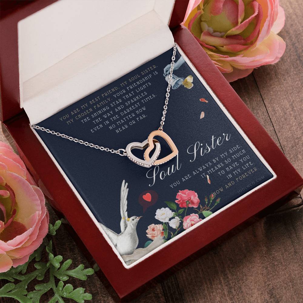 Soul Sister Necklace Unbiological Sister Jewelry Badass Sister Necklace Friendship Heart Necklace Birthday Graduation Anniversary Interlocking Hearts Necklace