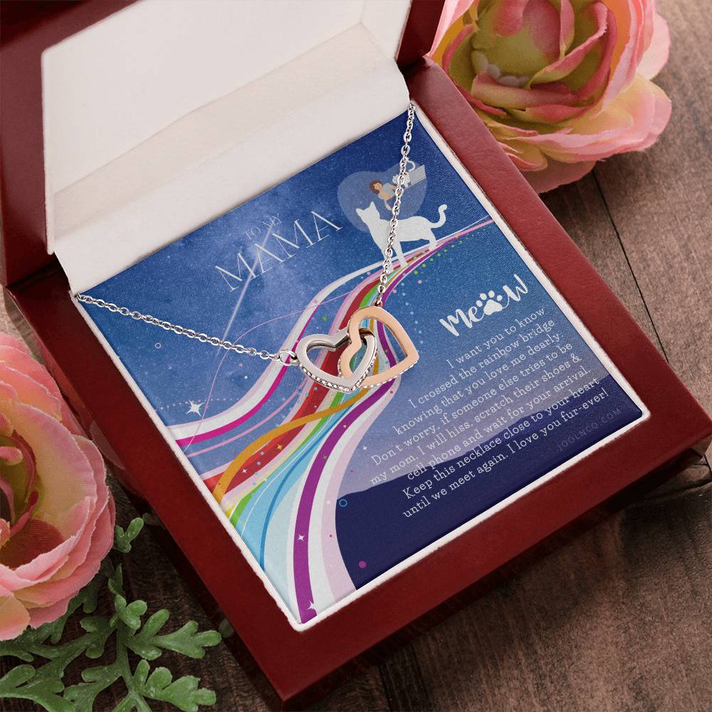 To My Cat Mama Cat Loss Gifts Rainbow Bridge Cat Pet Sympathy Gift Cat Loss Necklace Until We Meet Again Necklace Loss Of Cat Memorial Necklace Interlocking Hearts Necklace