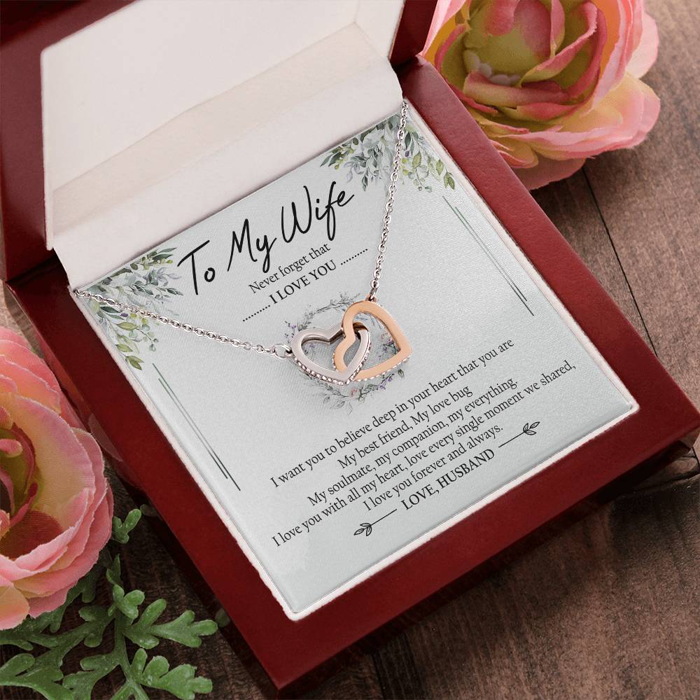 To My Wife My Best Friend Interlocking Hearts Necklace Mother'S Day Message Card