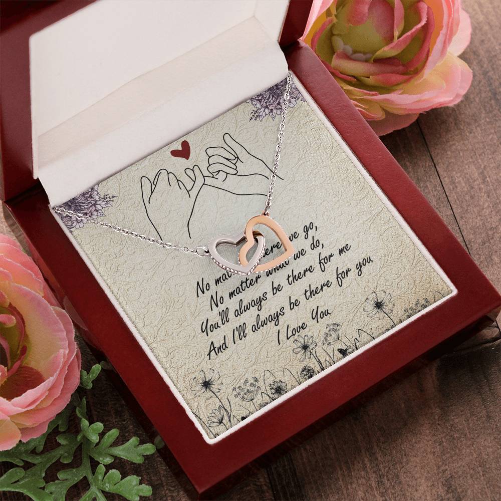 No Matter Interlocking Hearts Necklace Message Card
