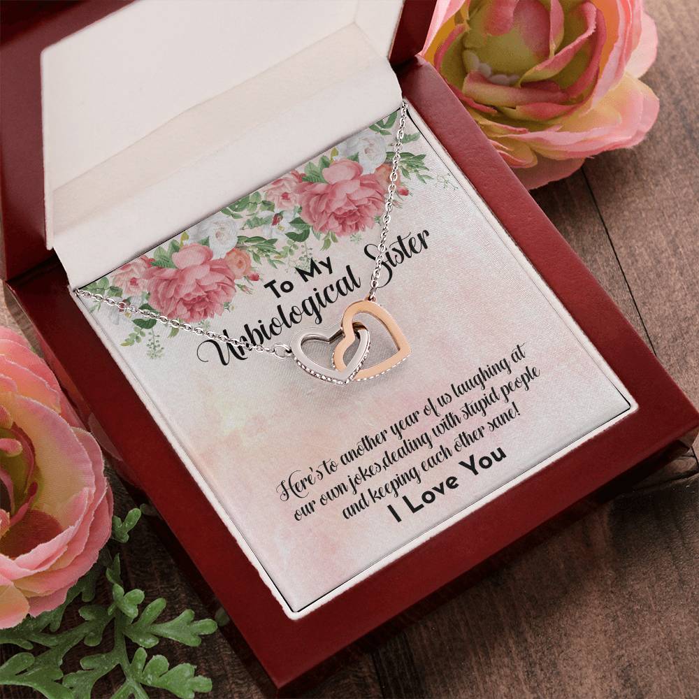 Unbiological Sister Necklace - Soul Sister - Sorority Sister - Sister In Law Necklace - Step Sister Gift - Sister Necklace Interlocking Hearts Necklace