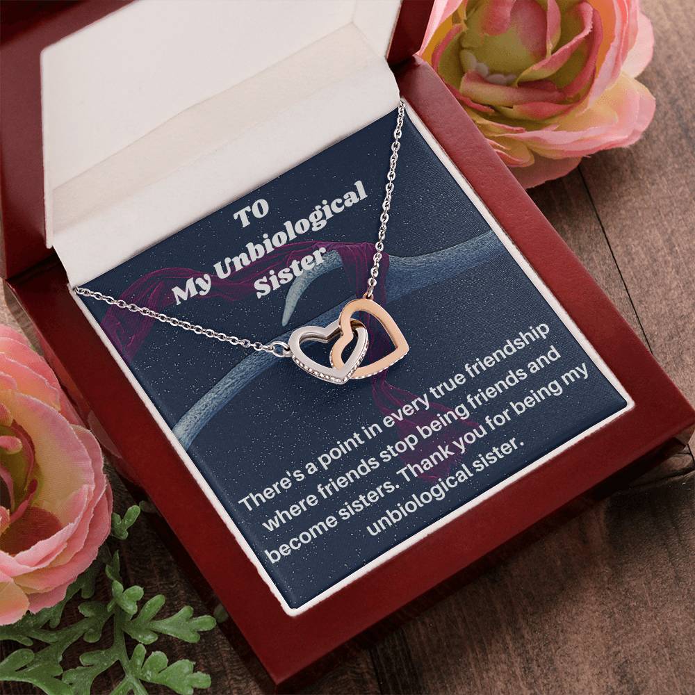 Unbiological Sister Gift Best Friend Necklace Big Little Sorority Soul Sister Bridesmaid Gift 14Kt Gold Filled Interlocking Hearts Necklace