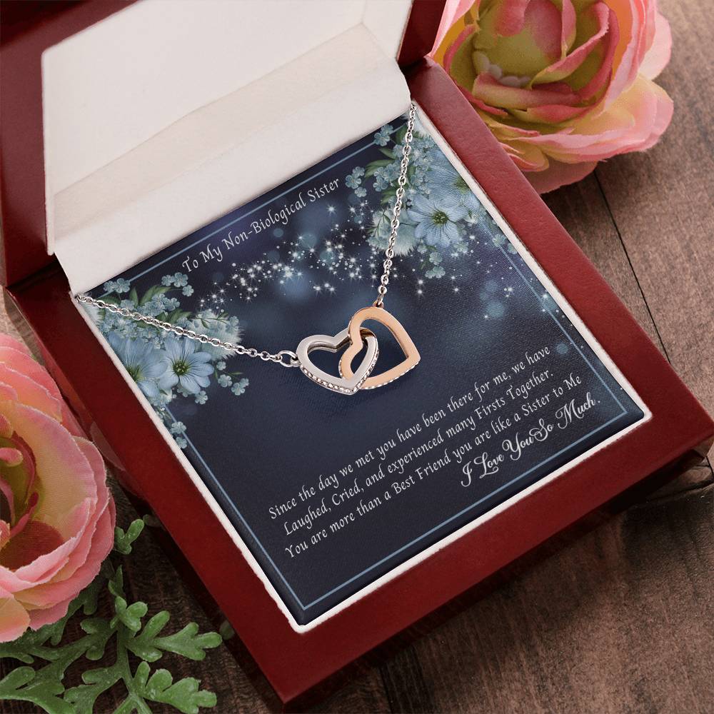 To My Non-Biological Sister - You Are More Than A Best Friend You Are Sister To Me Interlocking Hearts Necklace