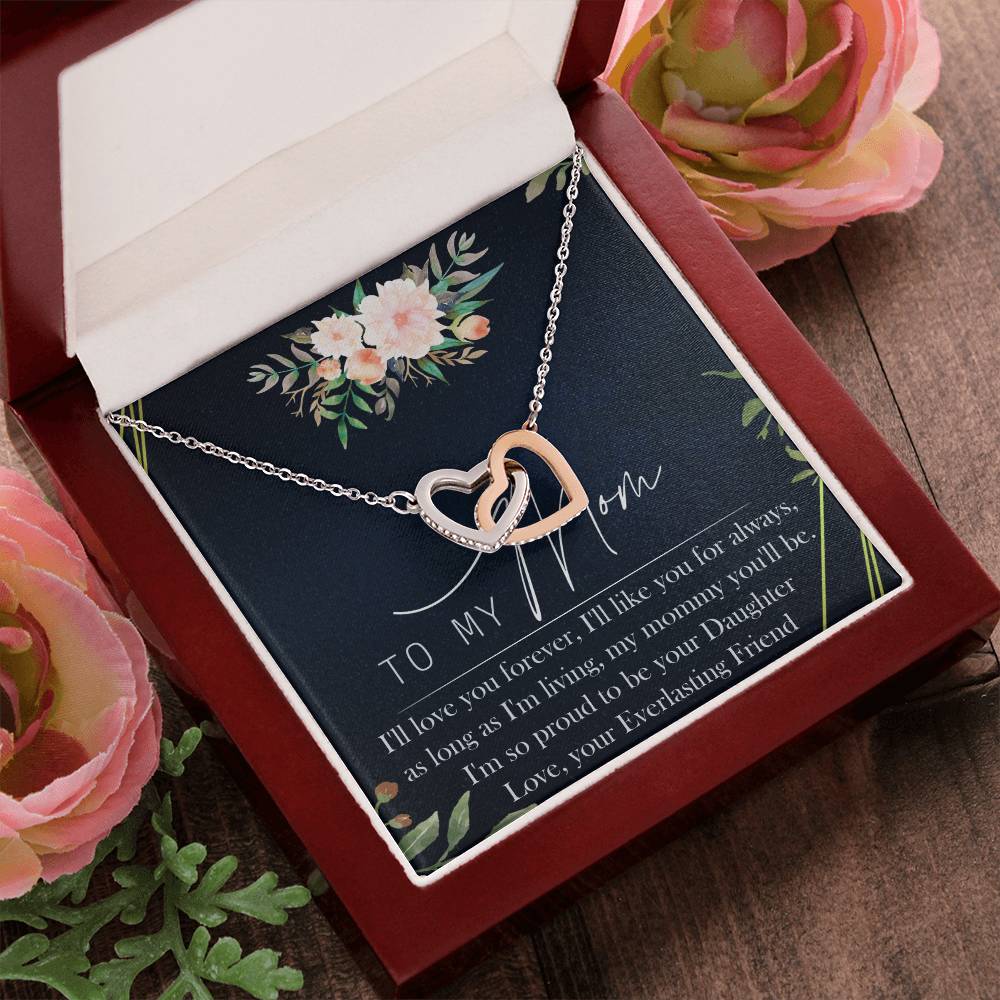 To My Mom Interlocking Hearts Necklace Message Card