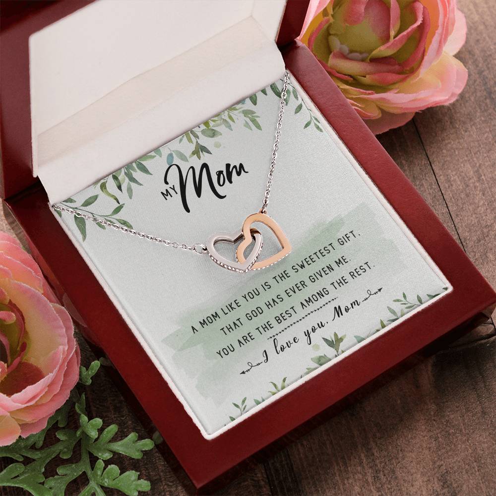 My Mom Interlocking Hearts Necklace Message Card