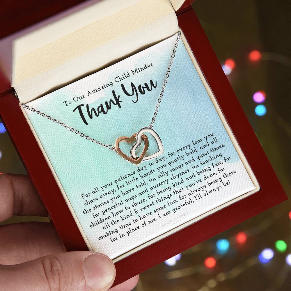 Thank You Gift For Child Minder Child Minder Appreciation Gift Child Minder Leaving Gift Childminder Christmas Gift Child Minder Necklace Interlocking Hearts Necklace