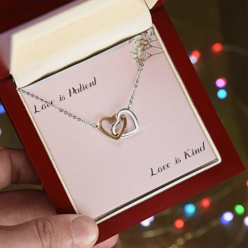 I Love You Necklace With Message Card Interlocking Hearts Necklace