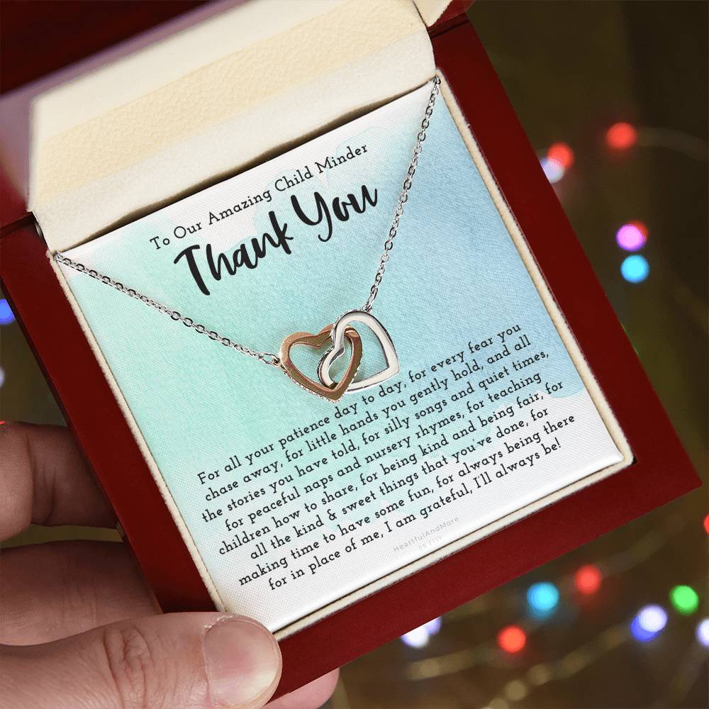 Thank You Gift For Child Minder Child Minder Appreciation Gift Child Minder Leaving Gift Childminder Christmas Gift Child Minder Necklace Interlocking Hearts Necklace