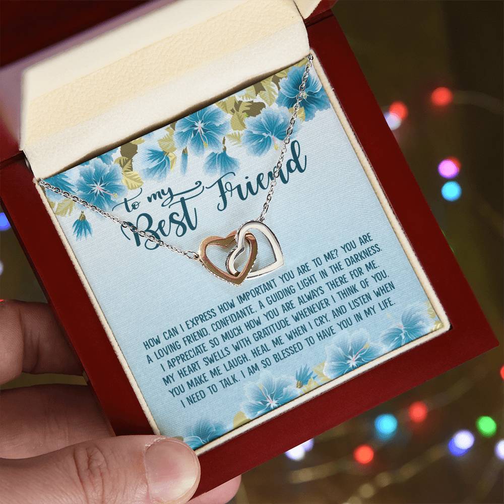 To My Best Friend Gift - Interlocking Heart Necklace Interlocking Hearts Necklace