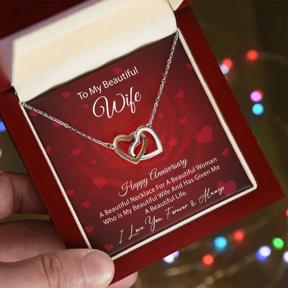 Anniversary Gift For Wife Interlocking Hearts Necklace