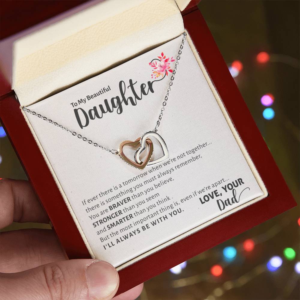To My Beautiful Daughter - I'Ll Always Be With You Interlocking Hearts Necklace