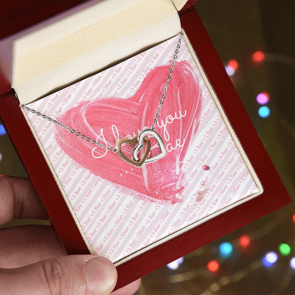 I Love You. Bae Cubic Zirconia Necklace Interlocking Hearts Necklace