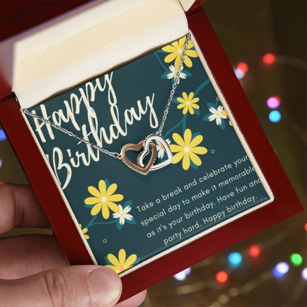 Birthday To My Daughter Interlocking Hearts Necklace