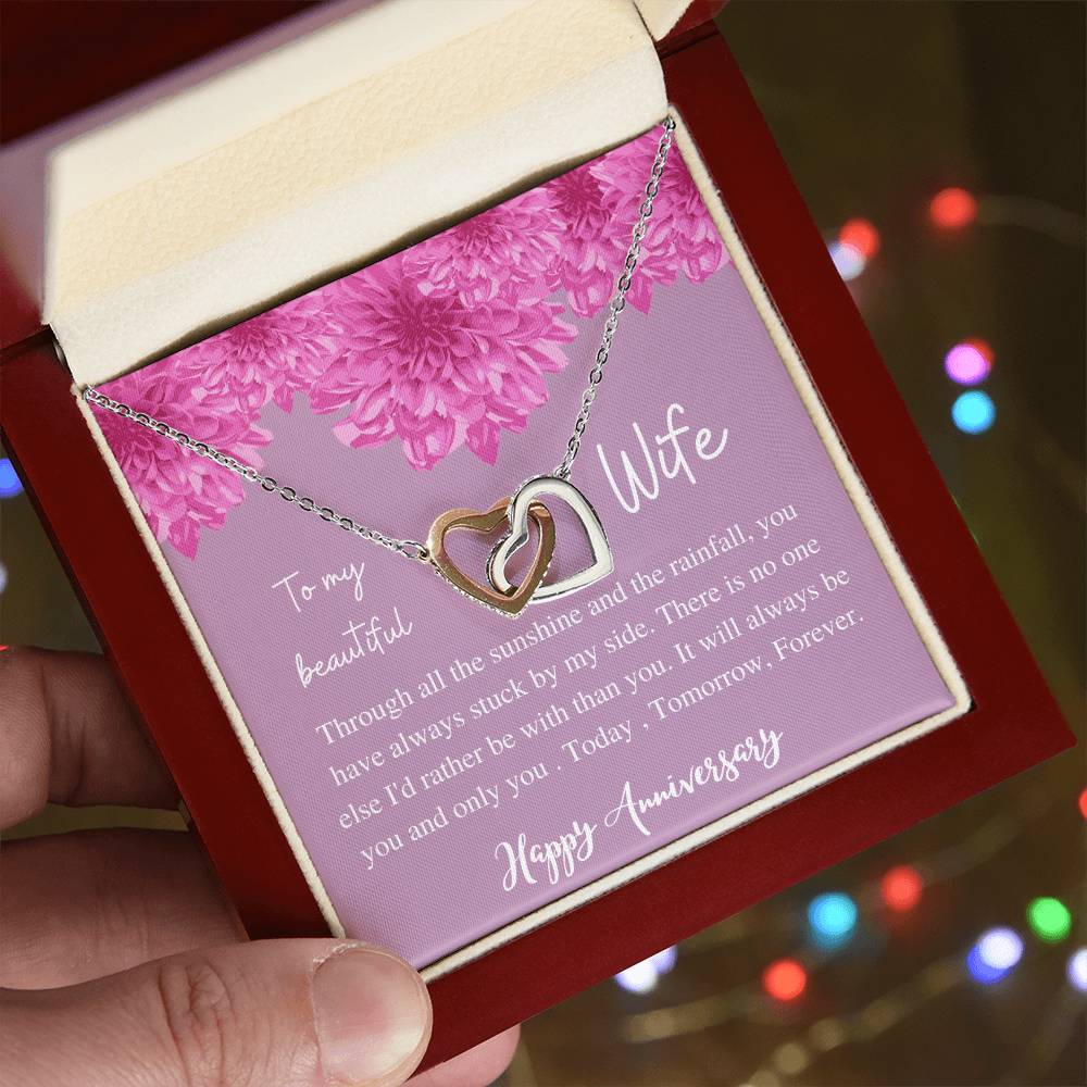To My Beauiful Wife V2 Interlocking Hearts Necklace