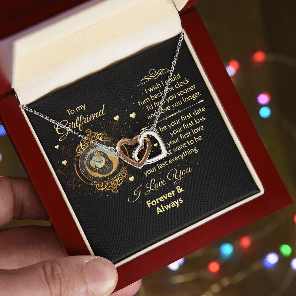 To My Girlfriend - Forever & Always Necklace Interlocking Hearts Necklace