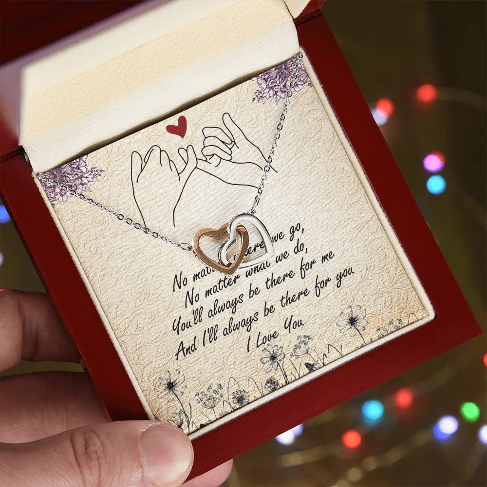 No Matter Interlocking Hearts Necklace Message Card
