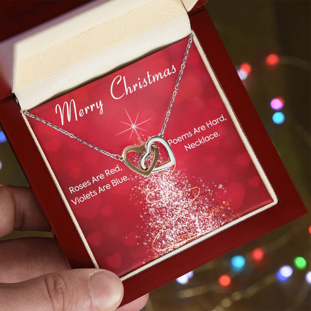 Roses Are Red Violets Are Blue Poems Are Heard Necklace. Christmas Gift Xmas Necklace Gift Interlocking Hearts Necklace