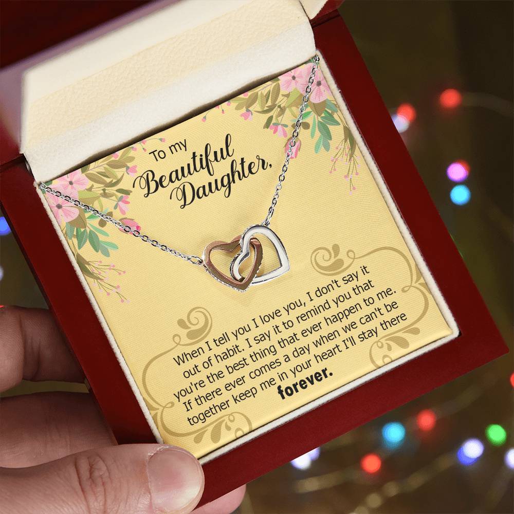 To My Beautiful Daughter Forever Necklace Interlocking Hearts Necklace