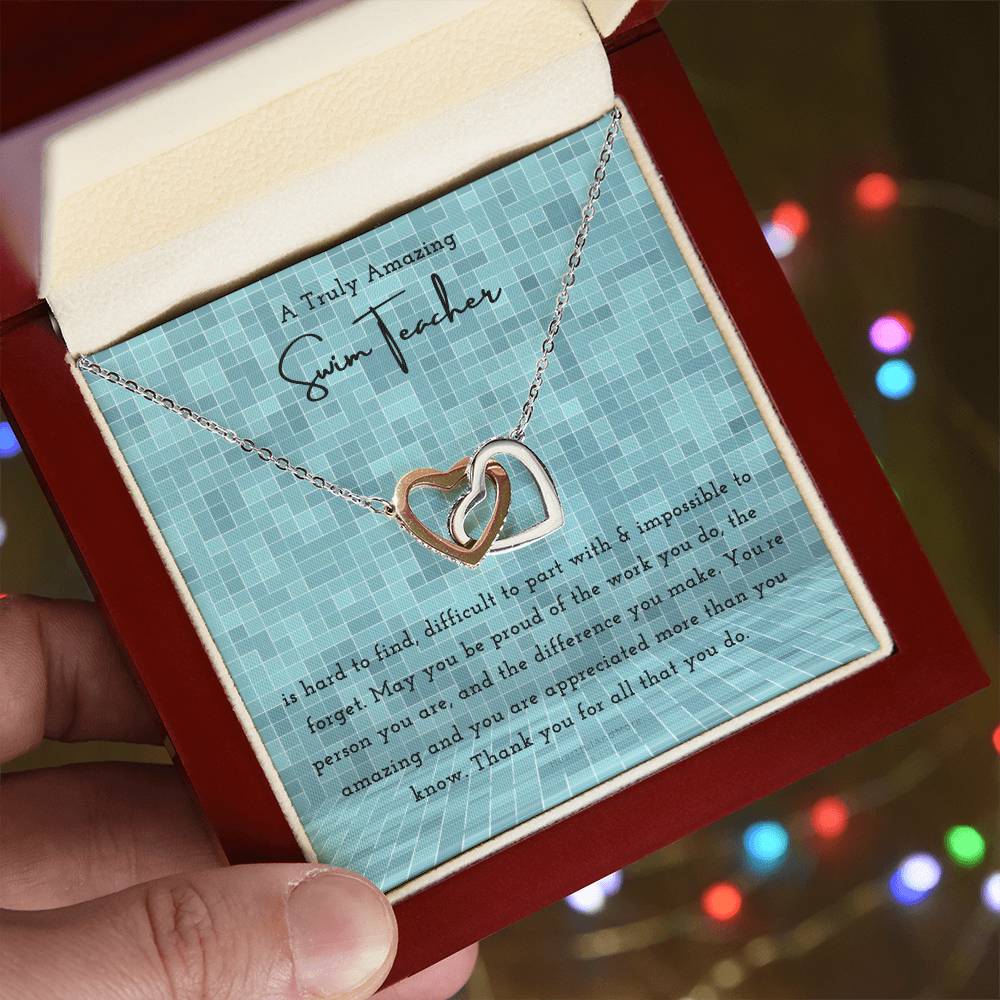 Gift For Swim Teacher Swim Teacher Appreciation Gift A Truly Amazing Swim Teacher Gift Interlocking Hearts Necklace