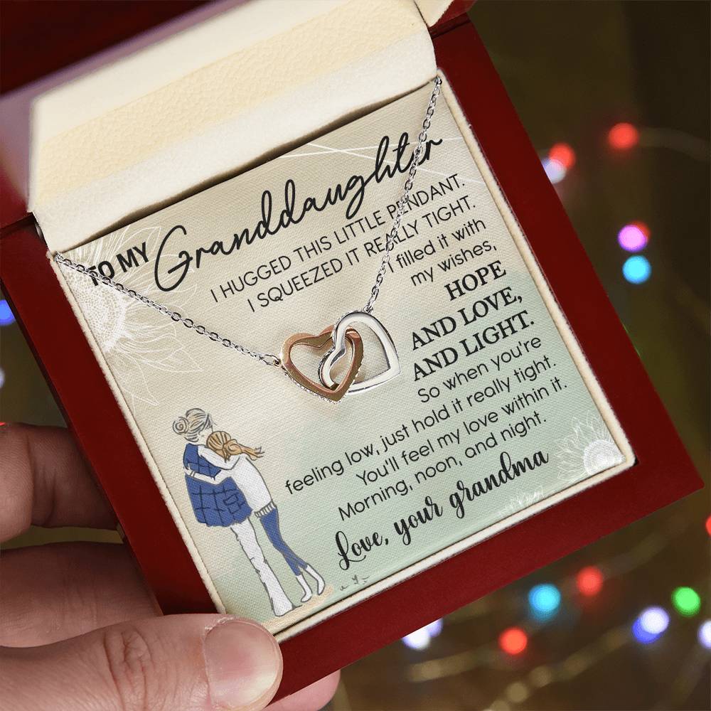 To My Granddaughter Interlocking Hearts Necklace Message Card