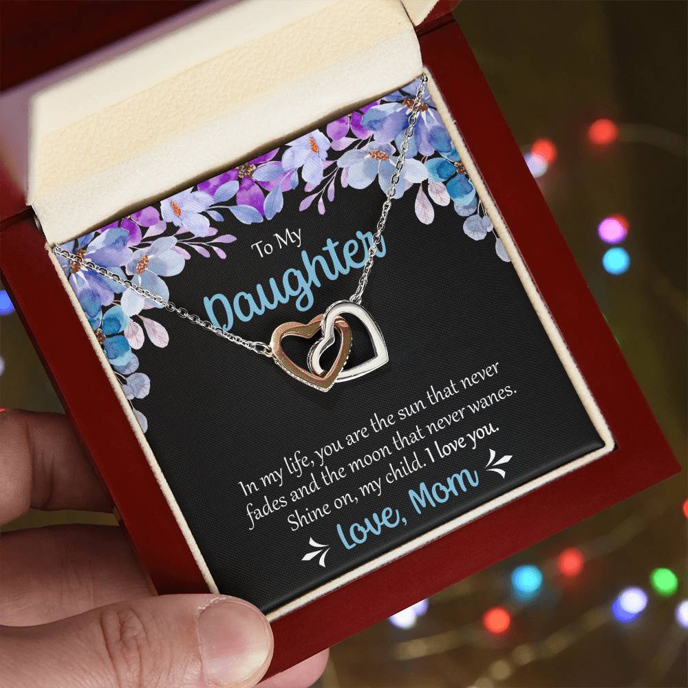 To My Daughter The Sun That Never Fades Necklace Interlocking Hearts Necklace