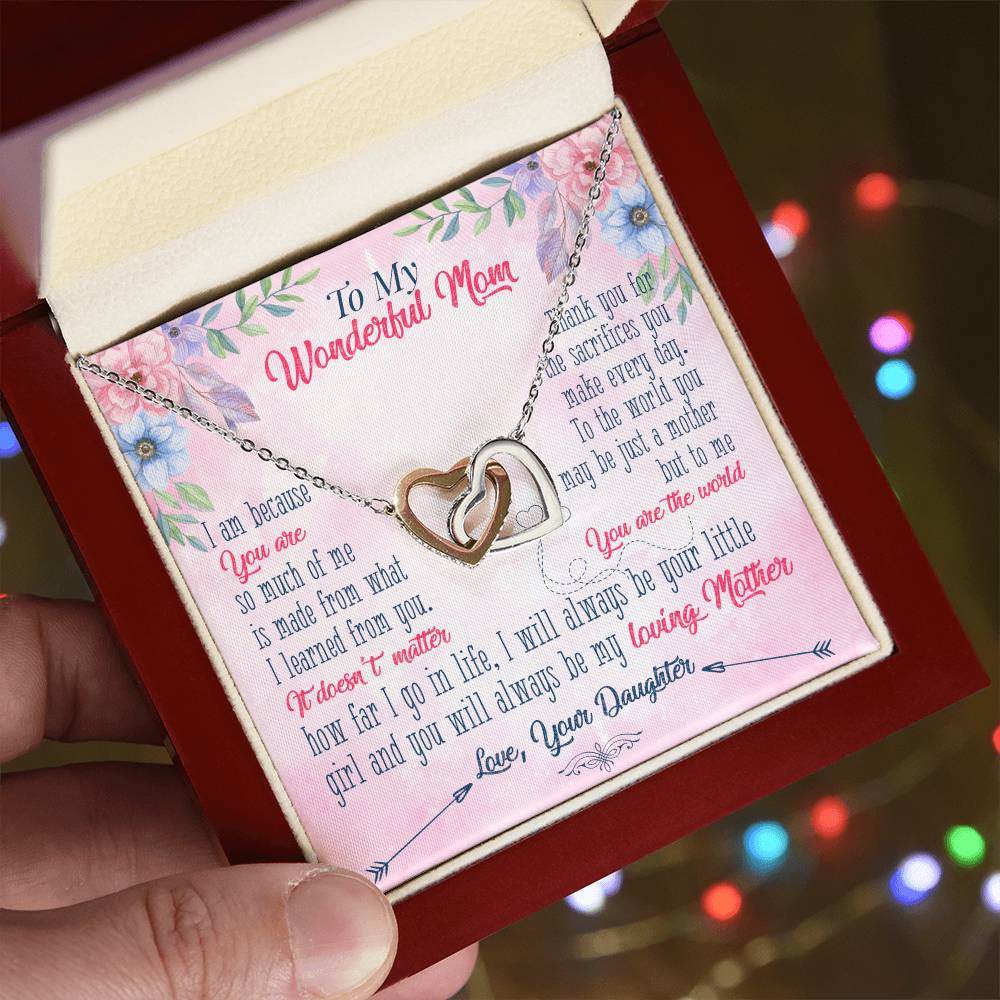 Best Gift For My Wonderful Mom Interlocking Hearts Necklace