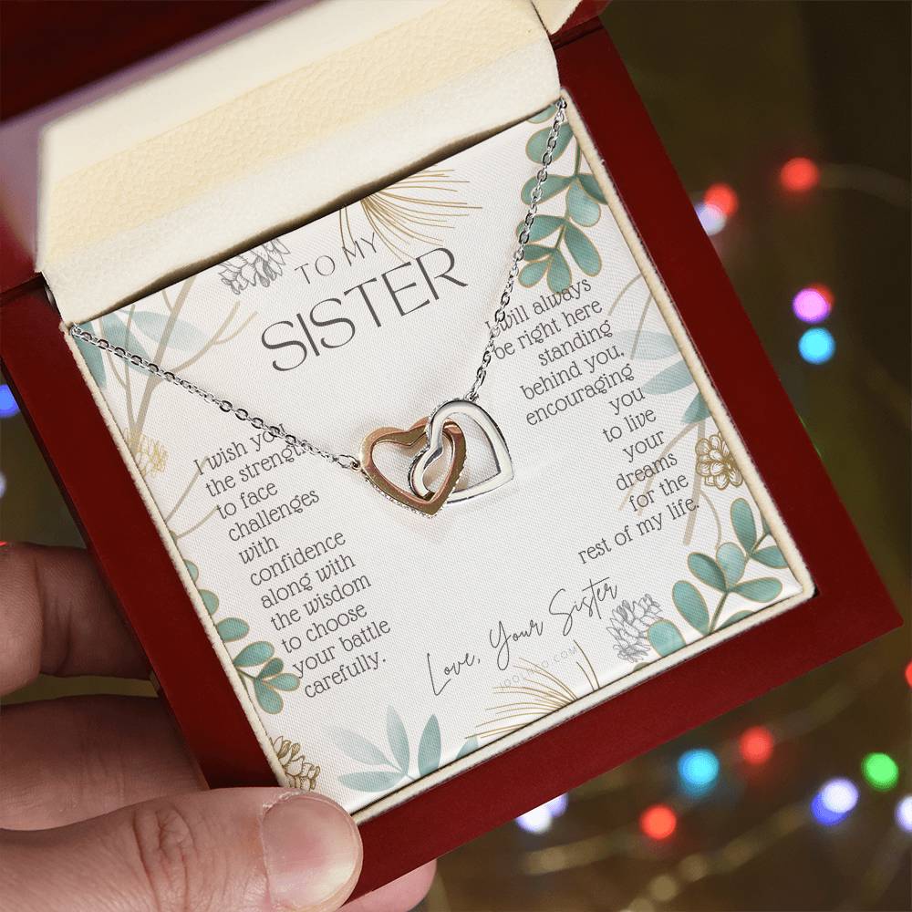 To My Sister Live Your Dreams Gift For Sister From Sister Sister Birthday Graduation Christmas Present Interlocking Hearts Necklace