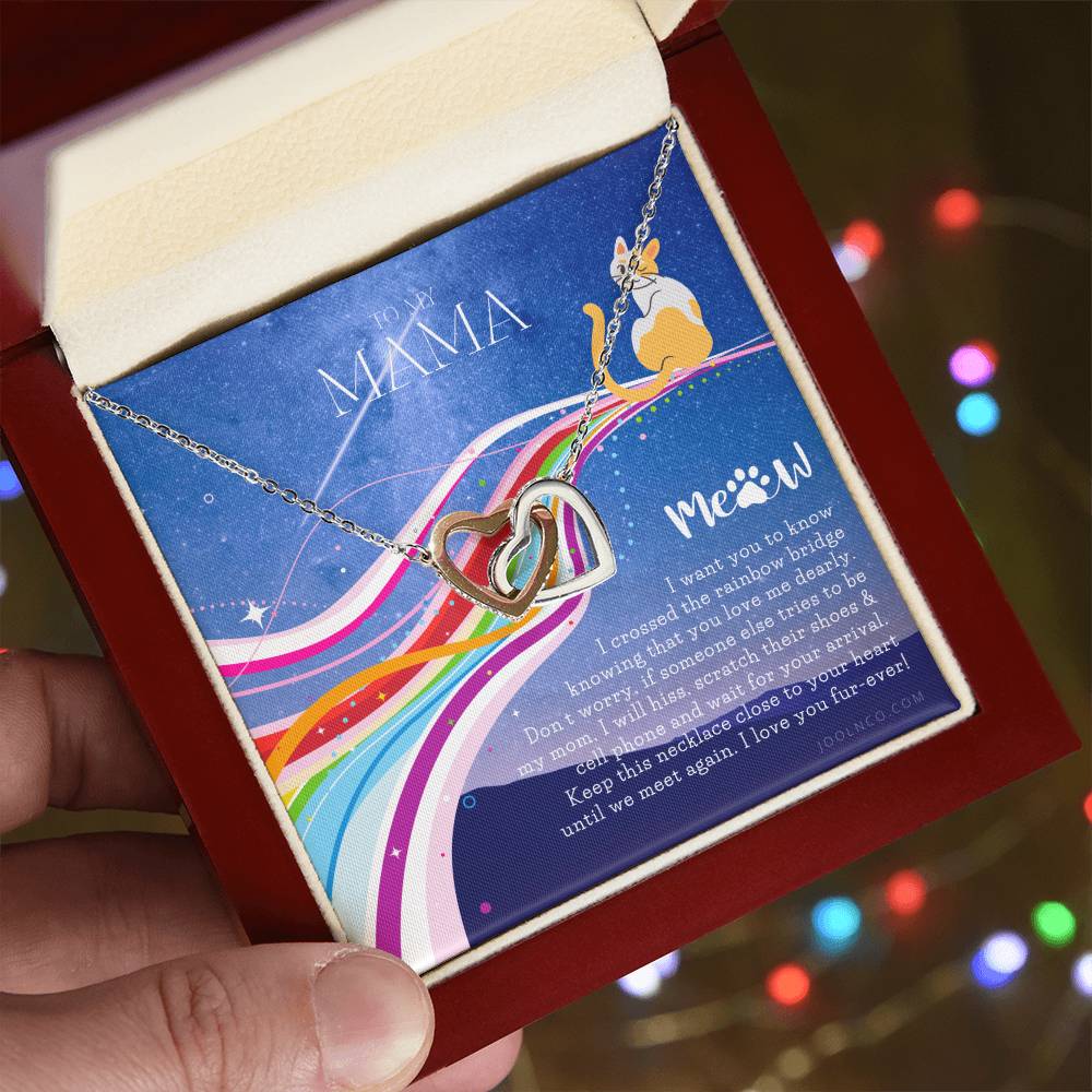 To My Cat Mama Cat Loss Gifts Rainbow Bridge Cat Pet Sympathy Gift Cat Loss Necklace Until We Meet Again Necklace Loss Of Cat Memorial Necklace Interlocking Hearts Necklace