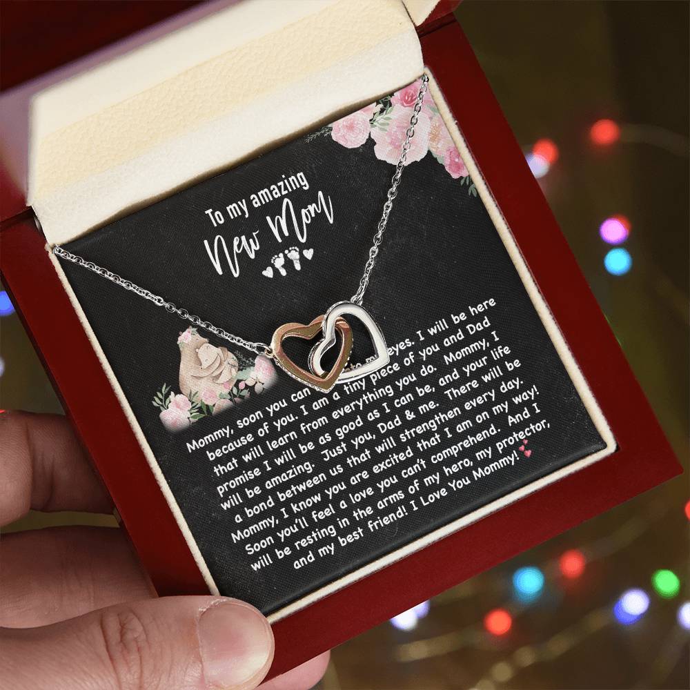 New Mom Double Heart Forever Love Necklace Interlocking Hearts Necklace