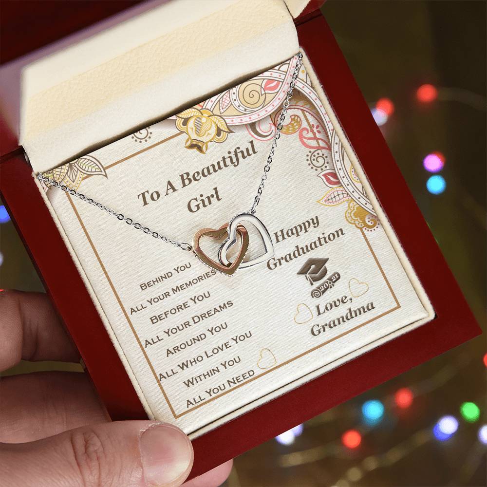 Interlocking Heart Necklace For Granddaughter Graduation Gift Interlocking Hearts Necklace