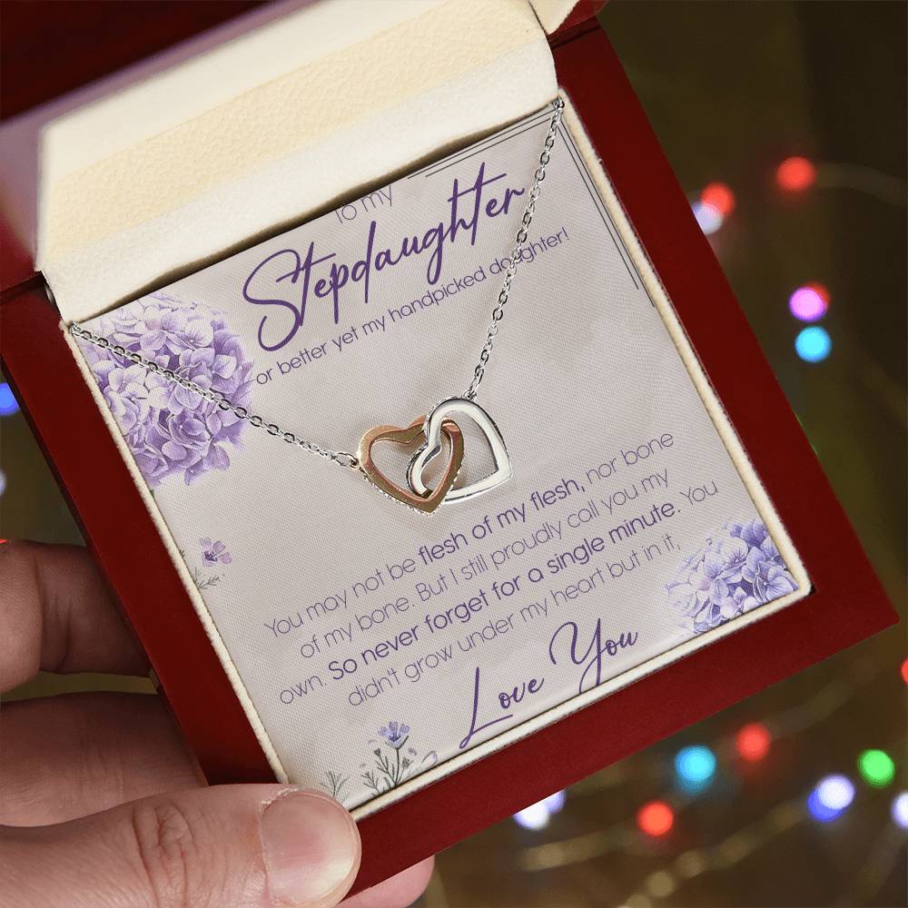 To My Stepdaughter Interlocking Hearts Necklace Message Card