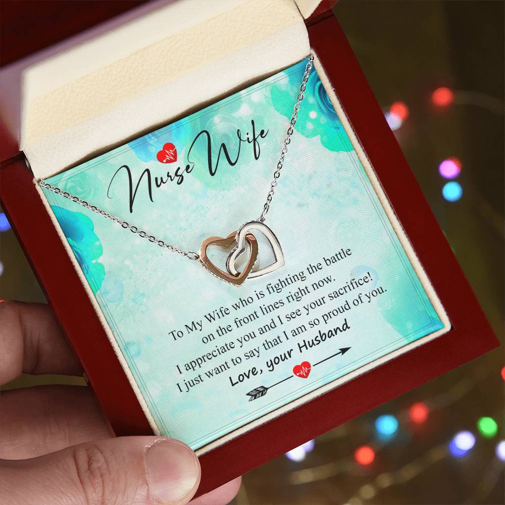 A Special Gift For Nurse Wife - Who Is Fighting On The Front Lines. Interlocking Hearts Necklace