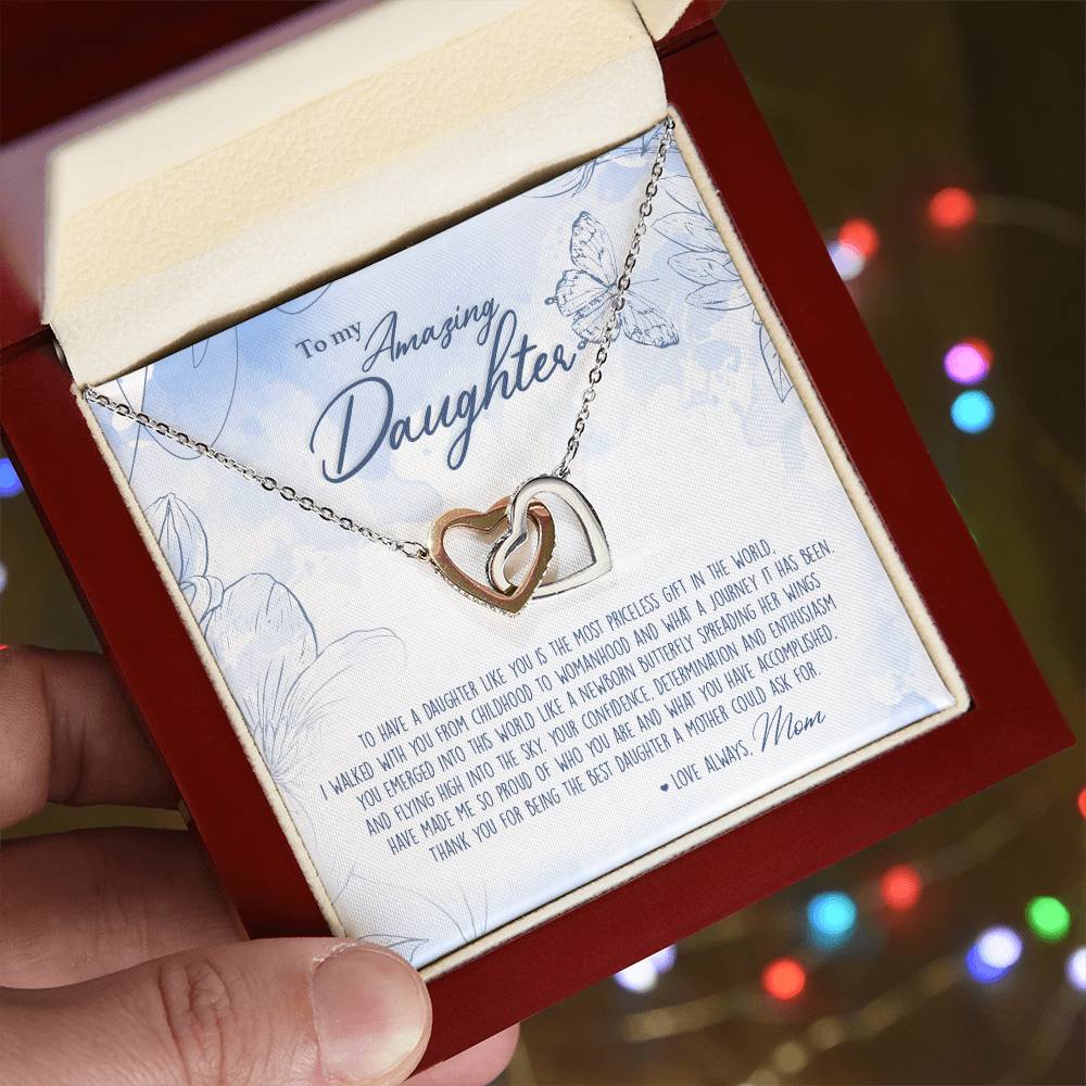 A Mother'S Most Priceless Gift - Necklace With Message Card Interlocking Hearts Necklace