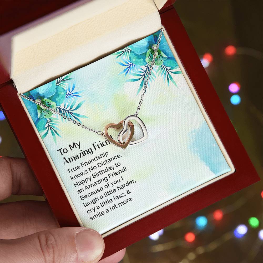 To My Amazing Friend - Interlocking Hearts Necklace