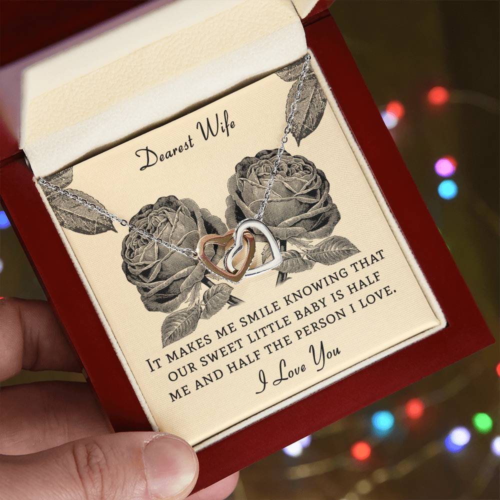 Dear Wife It Makes Me Smile Knowing That Our Sweet Little Baby Interlocking Hearts Necklace