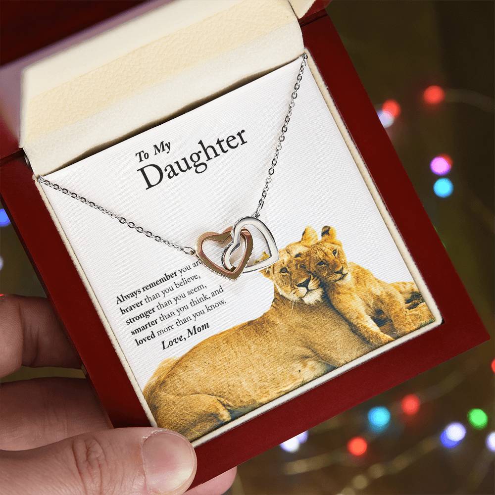 To My Daughter - Always Remember - Interlocking Hearts Necklace