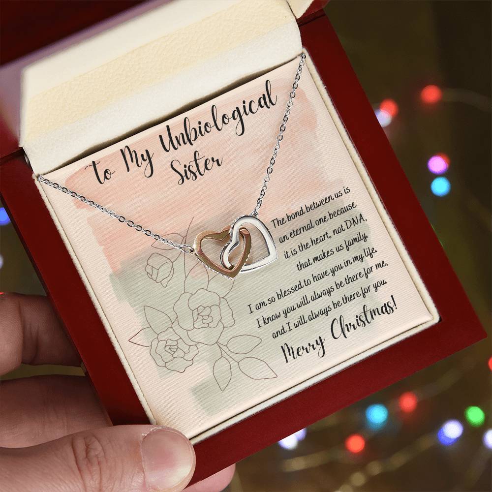 It Is The Heart Not Dna That Makes Family Interlocking Hearts Necklace Gift For Sister