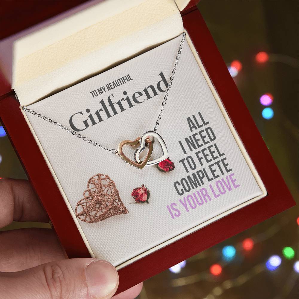 Romantic Girlfriend Necklace Gift - To My Girlfriend Interlocking Hearts Necklace