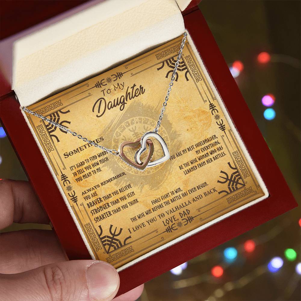 To My Daughter - Braver Than You Believe Interlocking Hearts Necklace