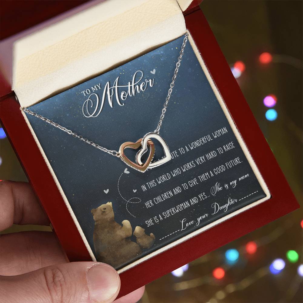 Mother Interlocking Hearts Necklace Message Card