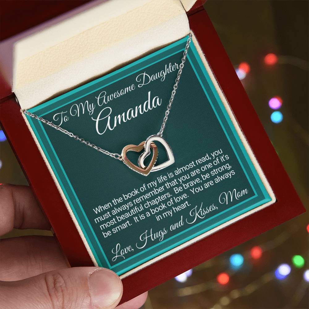 Personalized Linked Hearts Gifts For Daughter From Mom Interlocking Hearts Necklace