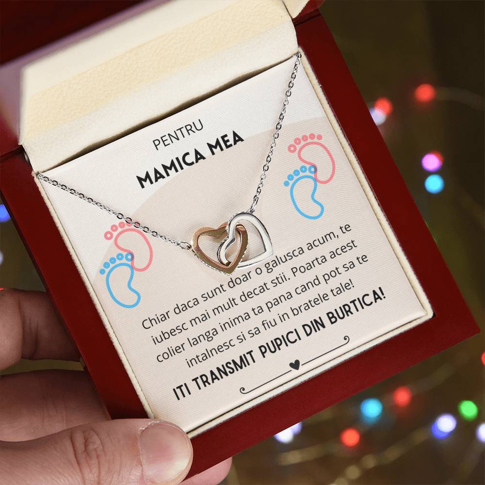 Colier Inimi Conectate Pentru Viitoare Mamica Interlocking Hearts Necklace