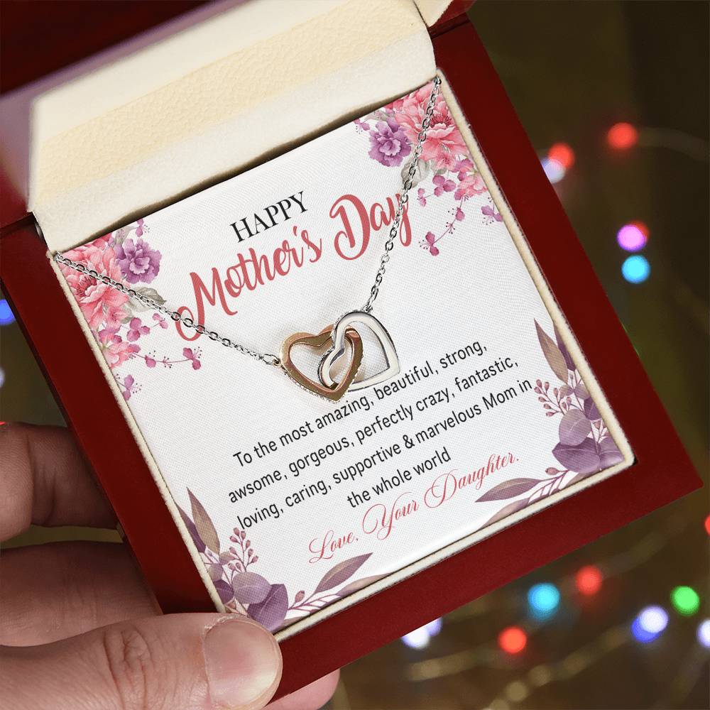 Interlocking Hearts Happy Mother'S Day To The Most Amazing Mom Interlocking Hearts Necklace