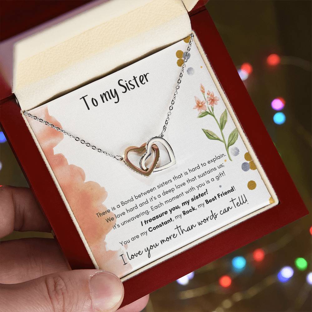 To My Sister Interlocking Hearts Necklace
