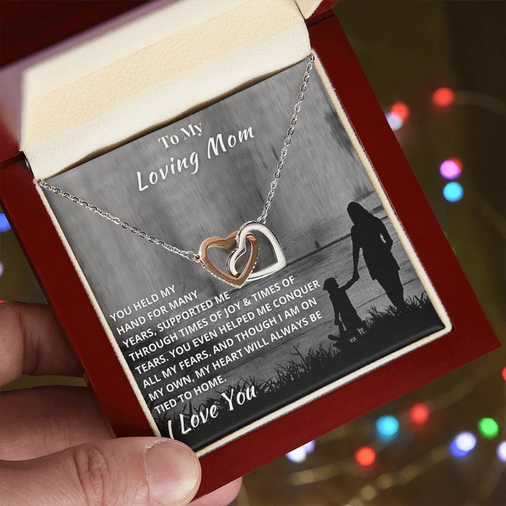 To My Mom - Hold My Hand Forever - Necklace Interlocking Hearts Necklace