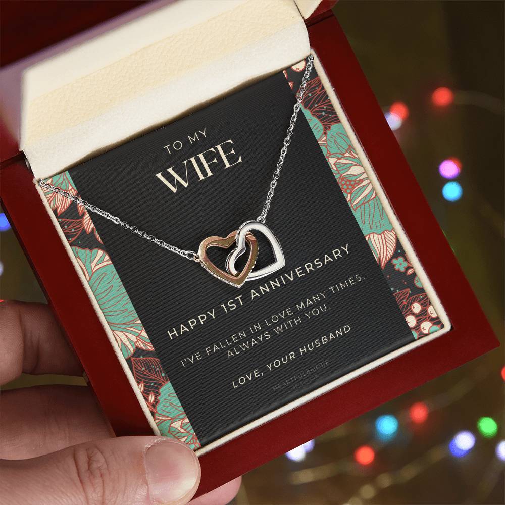 1 Year Anniversary Gift For Wife 1 Year Anniversary Gifts 1 Year Wedding Anniversary Gift Ideas 1St Wedding Anniversary Gift For Her Interlocking Hearts Necklace