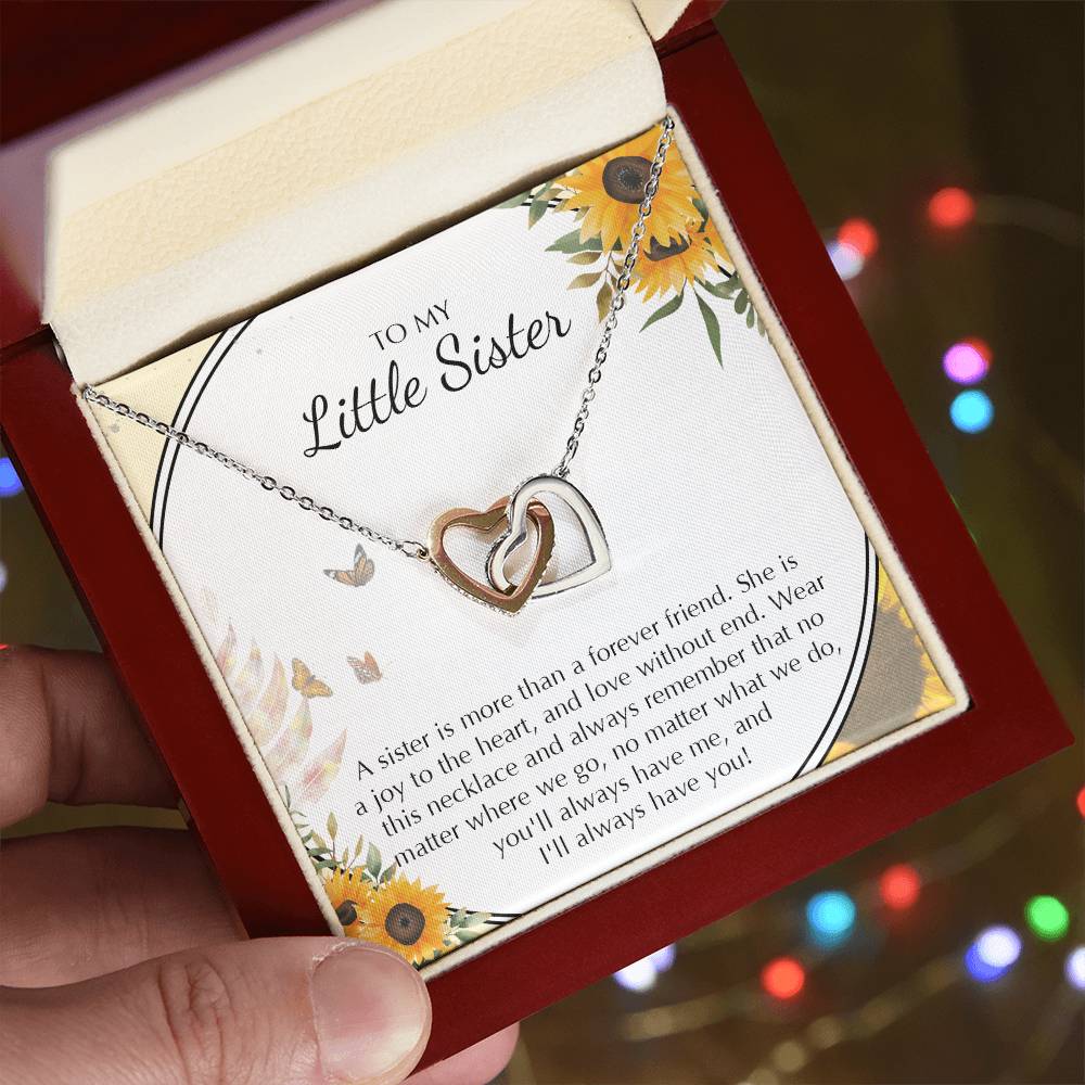 To My Little Sister Necklace Gifts Little Sister Birthday Gift For Little Sister Jewelry Gift For Sister Interlocking Hearts Necklace