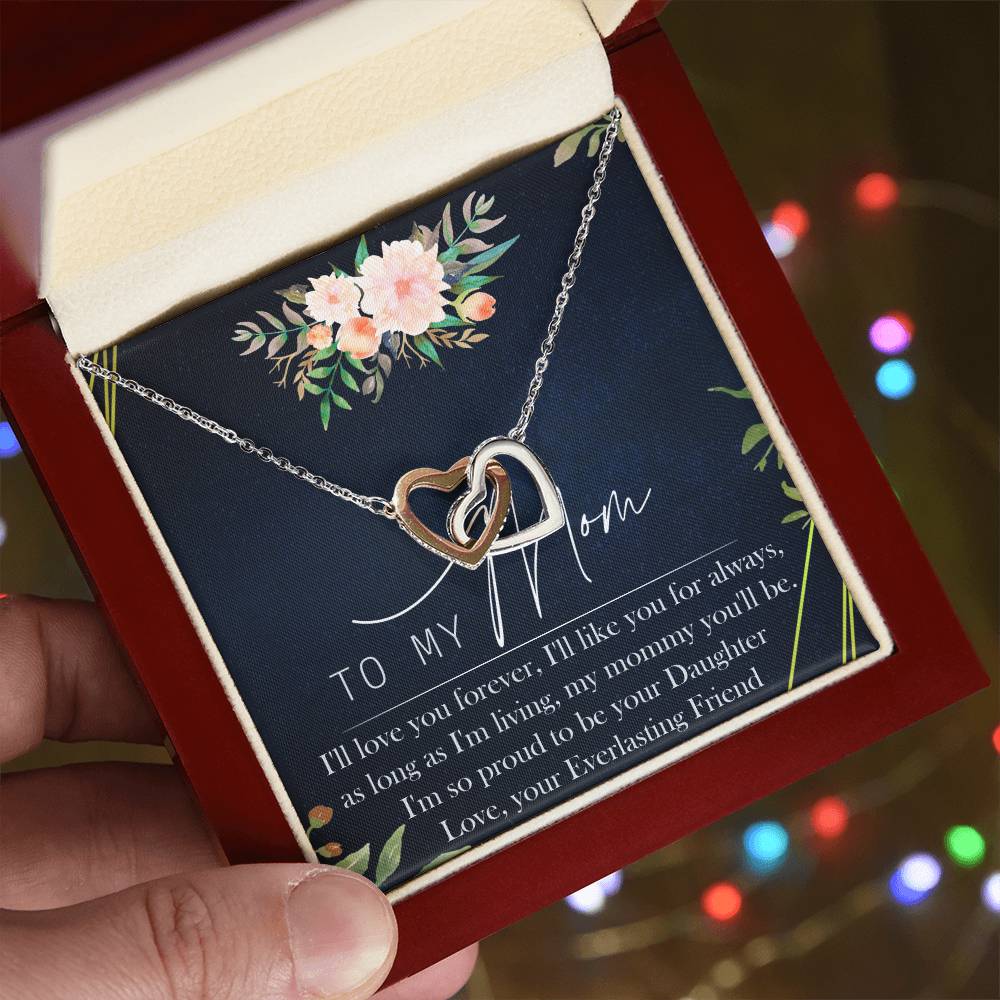 To My Mom Interlocking Hearts Necklace Message Card