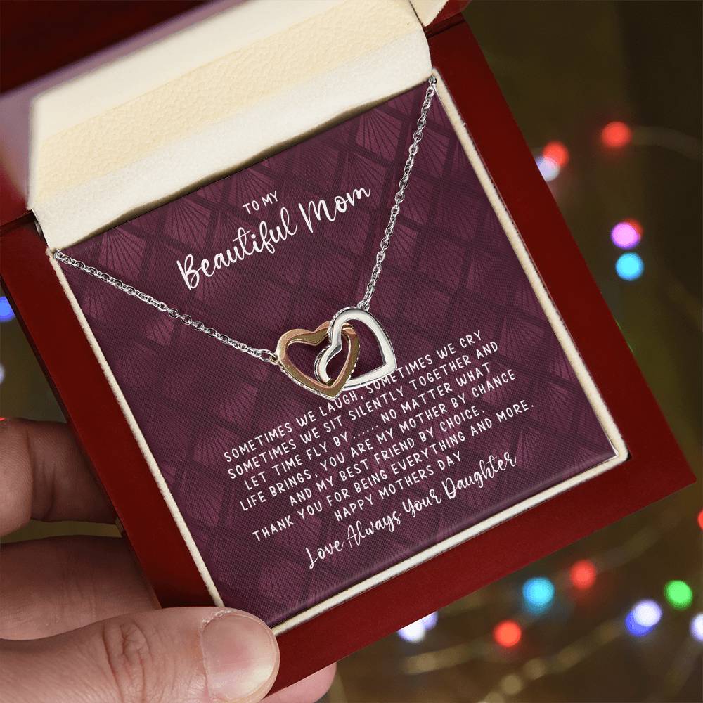 Mothers Day Best Friend - Interlocking Hearts - Love Daughter Interlocking Hearts Necklace